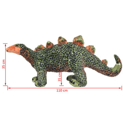 vidaXL Stående leksak stegosaurus plysch grön och orange XXL