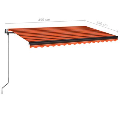 vidaXL Automatisk markis med vindsensor & LED 450x350 cm orange/brun