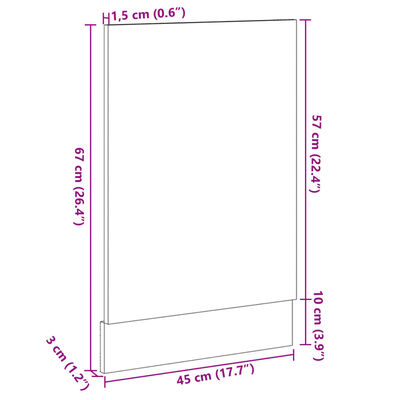 vidaXL Front för diskmaskin sonoma-ek 45x3x67 cm konstruerat trä