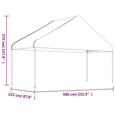 vidaXL Paviljong med tak vit 6,69x5,88x3,75 m polyeten