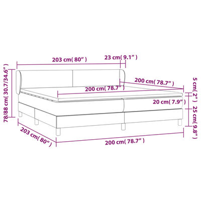 vidaXL Ramsäng med madrass mörkgrå 200x200 cm sammet