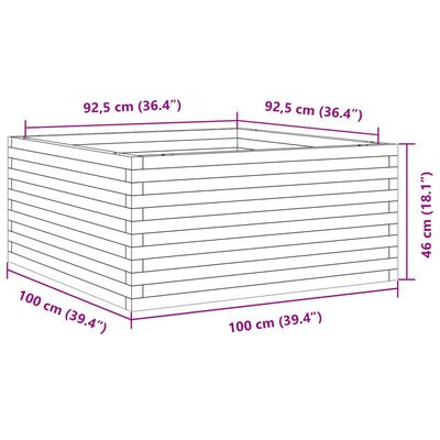 vidaXL Odlingslåda 100x100x46 cm massivt furuträ