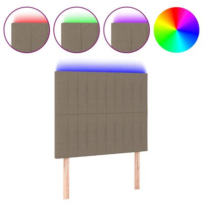 vidaXL Sänggavel LED taupe 100x5x118/128 cm tyg