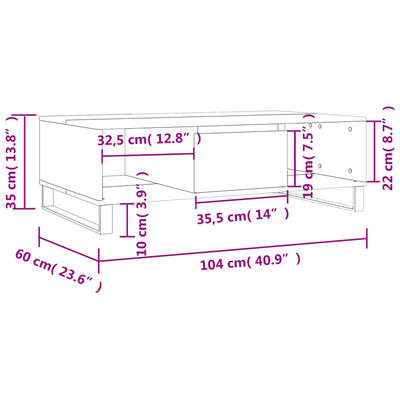 vidaXL Soffbord vit högglans 104x60x35 cm konstruerat trä