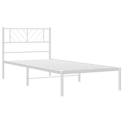 vidaXL Sängram med huvudgavel metall vit 90x200 cm