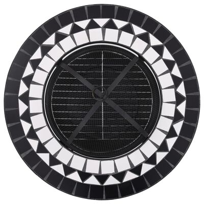 vidaXL Eldfat med mosaikbord svart och vit 68 cm keramik