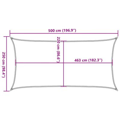 vidaXL Solsegel sandfärgat 5x2,5 m 100% polyesteroxford