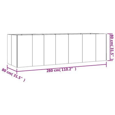 vidaXL Odlingslåda 280x80x80 cm rosttrögt stål