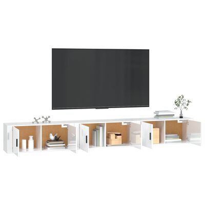 vidaXL Väggmonterade tv-skåp 3 st vit högglans 100x34,5x40 cm