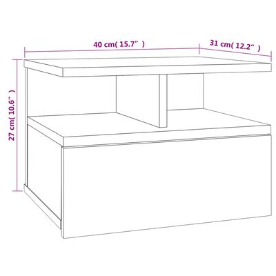 vidaXL Svävande sängbord rökfärgad ek 40x31x27 cm konstruerat trä