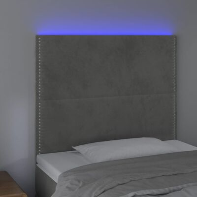 vidaXL Sänggavel LED ljusgrå 80x5x118/128 cm sammet