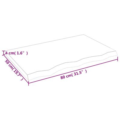 vidaXL Bänkskiva badrum mörkbrun 80x50x(2-4) cm behandlat massivt trä