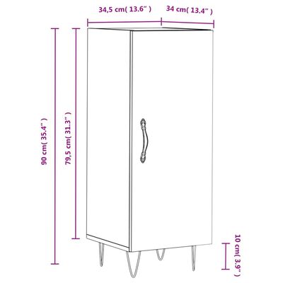 vidaXL Skänk sonoma-ek 34,5x34x90 cm konstruerat trä