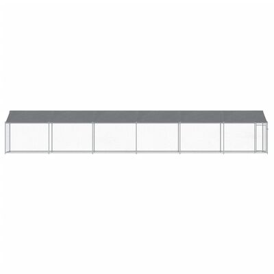 vidaXL Hundgård med tak och dörr grå 12x2x2 cm galvaniserat stål