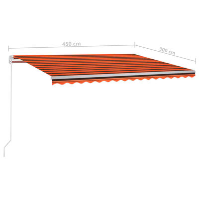 vidaXL Markis med stolpar automatiskt infällbar 4,5x3 m orange&brun