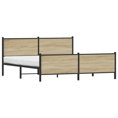 vidaXL Sängram utan madrass metall sonoma-ek 193x203 cm