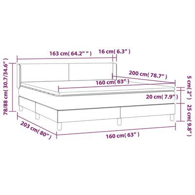 vidaXL Ramsäng med madrass ljusgrå 160x200 cm tyg