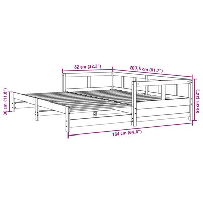 vidaXL Dagbädd utan madrass 80x200 cm massiv furu