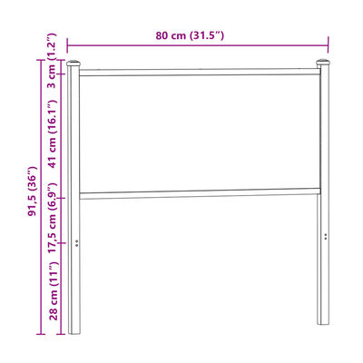 vidaXL Sänggavel rökfärgad ek 75 cm konstruerat trä och stål