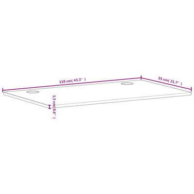 vidaXL Bordsskiva 110x55x1,5 cm massivt bokträ