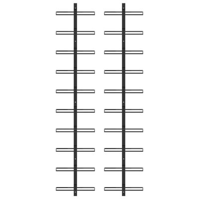 vidaXL Väggmonterat vinställ för 20 flaskor 2 st svart metall