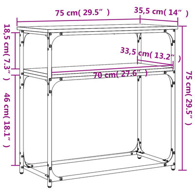 vidaXL Avlastningsbord brun ek 75x35,5x75 cm konstruerat trä