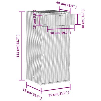 vidaXL Trädgårdsskåp svart 55x55x111 cm konstrotting