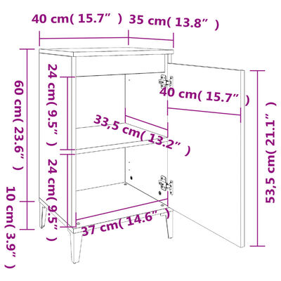 vidaXL Sängbord vit 40x35x70 cm konstruerat trä