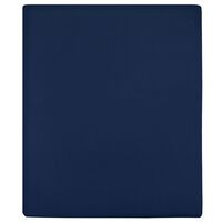 vidaXL Dra-på-lakan jersey marinblå 90x200 cm bomull