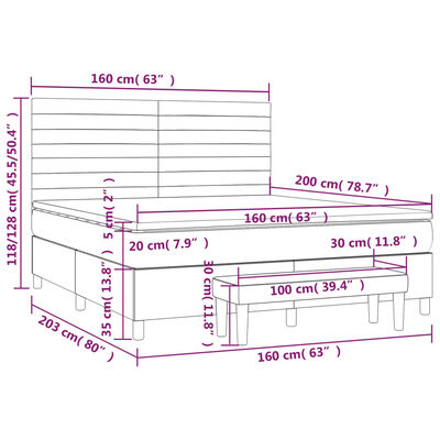 vidaXL Ramsäng med madrass ljusgrå 160x200 cm tyg