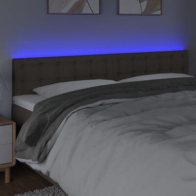 vidaXL Sänggavel LED taupe 200x5x78/88 cm tyg