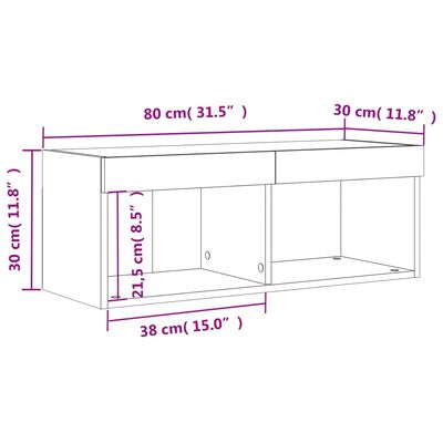 vidaXL Tv-bänk med LED-belysning betonggrå 80x30x30 cm