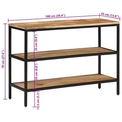 vidaXL Avlastningsbord 100x35x70 cm massivt grovt mangoträ