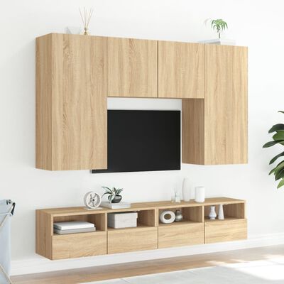 vidaXL Väggmonterad tv-bänk 2 st sonoma-ek 100x30x30cm konstruerat trä