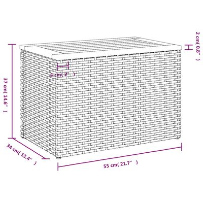 vidaXL Trädgårdsbord 2 st grå 55x34x37cm konstrotting massivt trä