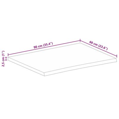 vidaXL Bordsskiva 90x60x2,5 cm levande kant massivt mangoträ