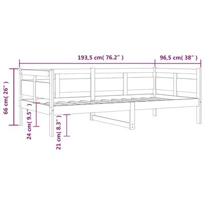 vidaXL Dagbädd honungsbrun massiv furu 90x190 cm