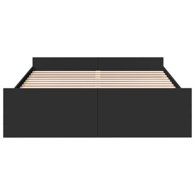 vidaXL Sängram med lådor svart 160x200 cm konstruerat trä