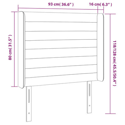 vidaXL Sänggavel LED ljusgrå 93x16x118/128 cm sammet