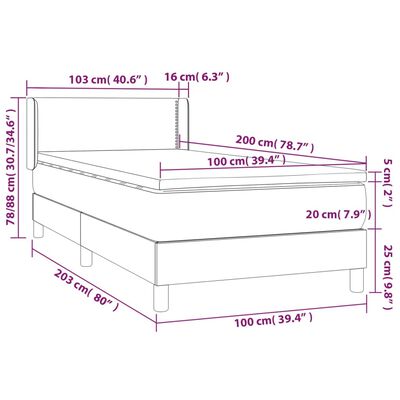 vidaXL Ramsäng med bäddmadrass cappuccino 100x200 cm konstläder