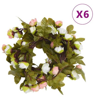 vidaXL Julkransar med blommor 6 st champagne 215 cm