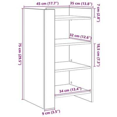 vidaXL Skänk sonoma-ek 45x35x75 cm konstruerat trä