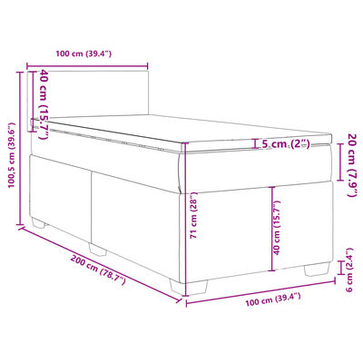 vidaXL Ramsäng med madrass ljusgrå 100x200 cm tyg