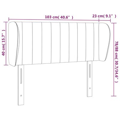 vidaXL Sänggavel med kanter svart 103x23x78/88 cm tyg