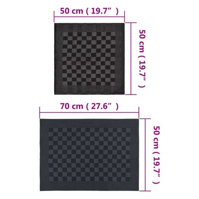 vidaXL Handduksset 10 st svart och grå bomull