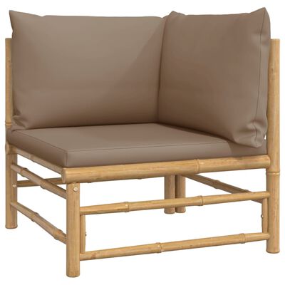 vidaXL Loungegrupp 4 delar taupe dynor bambu