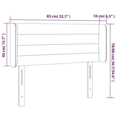 vidaXL Sänggavel LED ljusgrå 83x16x78/88 cm tyg