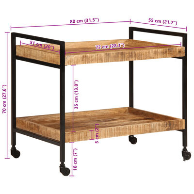 vidaXL Köksvagn 80x55x70 cm massivt grovt mangoträ