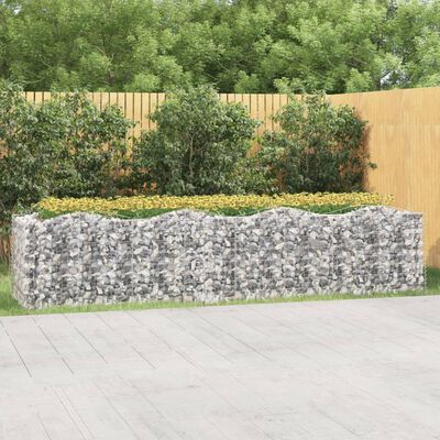 vidaXL Upphöjd planteringsgabion 400x100x100 cm galvaniserat järn