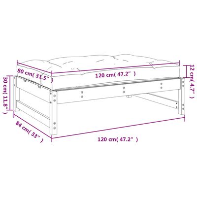 vidaXL Fotpall för trädgården 120x80 cm massiv furu